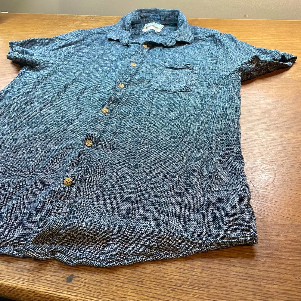 Tenth + Ocean Linen Shirt Men's XL Navy SS Lightweight Resort Vacation Holiday - Picture 6 of 13